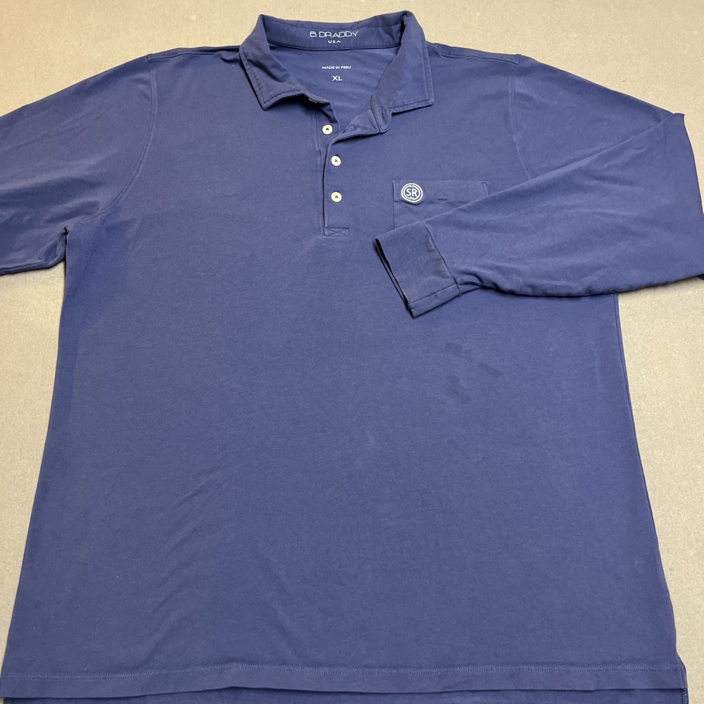 B DRADDY x SUNSET RIDGE CC Mens XL Polo Long Sleeve Soft Cotton/Spandex Blue - Picture 2 of 8